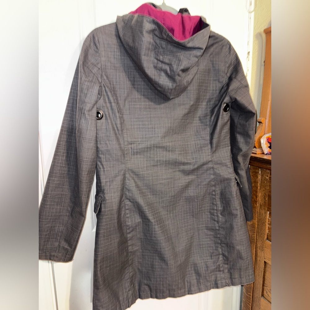 Feller Seattle Women’s XS Raincoat Trench Gray Plaid Hooded - Picture 14 of 15